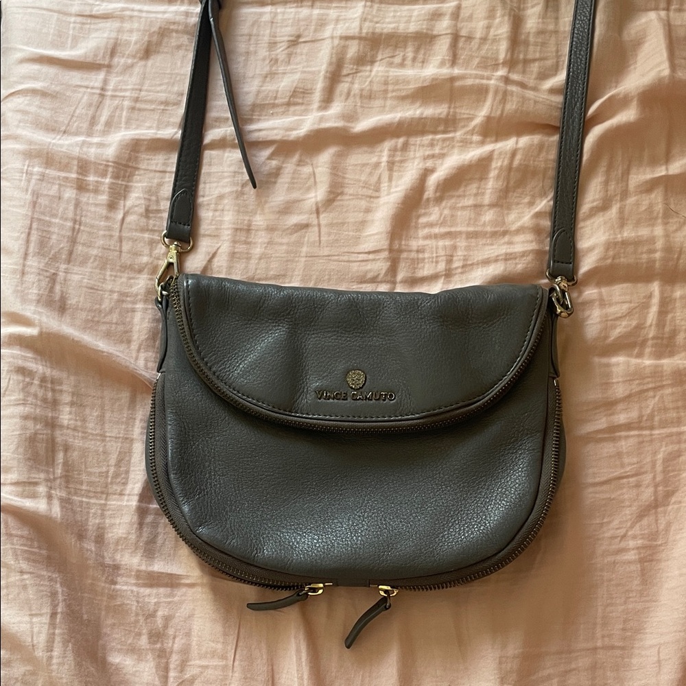 Vince Camuto Charcoal Leather Crossbody Bag - Picture 1 of 4